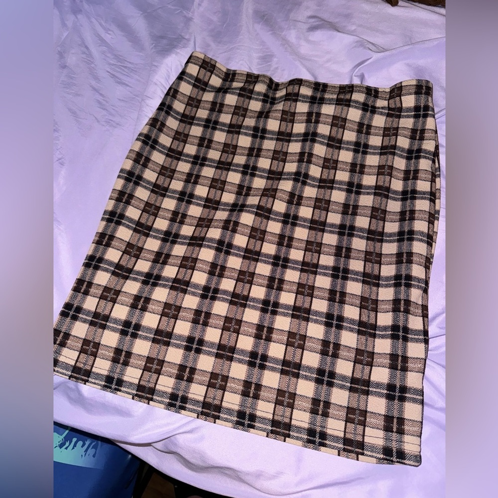 Brown plaid skirt , size XL